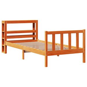 vidaXL Cadre de lit avec t&ecirc;te de lit sans matelas cire marron 90x190cm