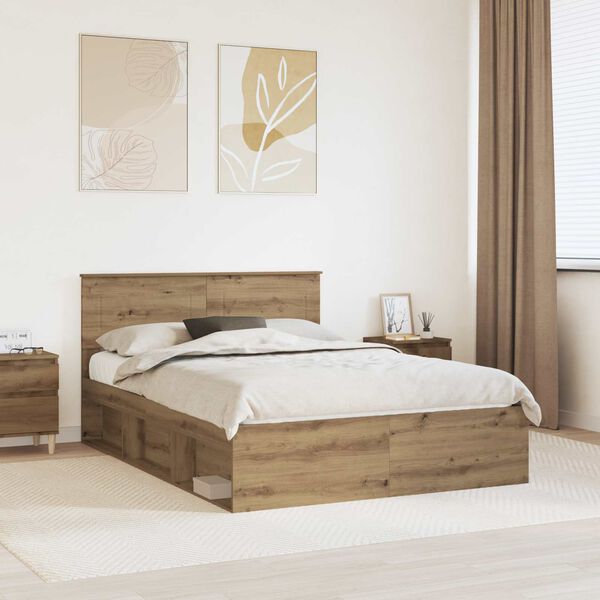 vidaXL Cadre de lit Ch&ecirc;ne artisan 140 x 190 cm Bois d'ing&eacute;nierie