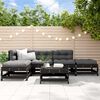 vidaXL Salon de jardin 6 pcs avec coussins noir bois massif