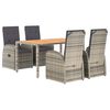 vidaXL Ensemble &agrave; manger de jardin 5 pcs coussins gris r&eacute;sine tress&eacute;e