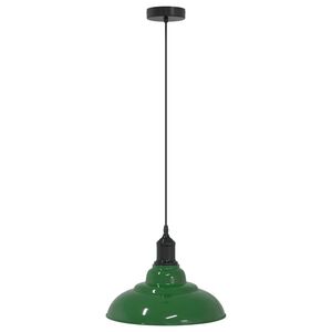 vidaXL Lampe suspendue r&eacute;glable hauteur E27 vert brillant &Oslash; 31cm m&eacute;tal