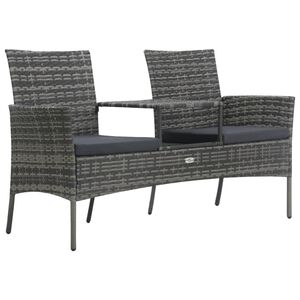 vidaXL Canap&eacute; jardin 2 places et table basse R&eacute;sine tress&eacute;e Anthracite