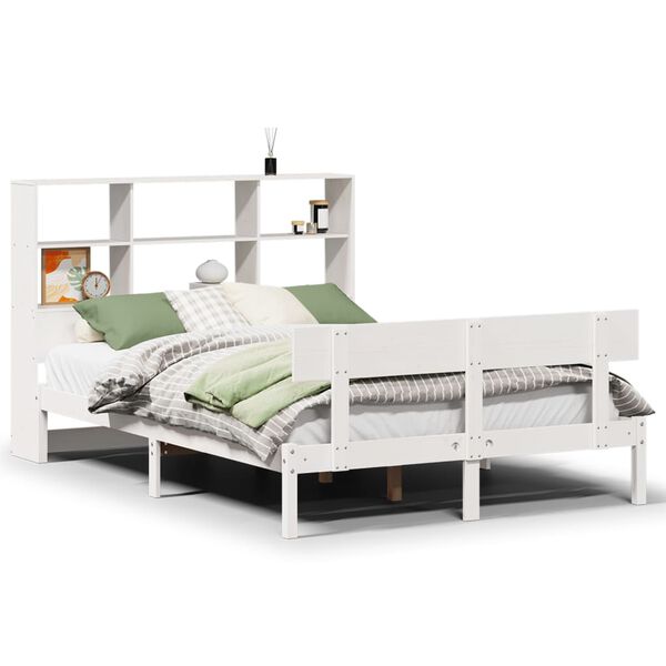 vidaXL Lit biblioth&egrave;que sans matelas blanc 140x200 cm bois pin massif