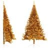 vidaXL Demi sapin de No&euml;l artificiel avec support dor&eacute; 240 cm PET