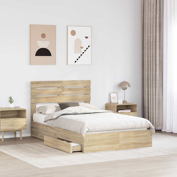vidaXL Lit de Rangement Ch&ecirc;ne Sonoma 120 x 200 cm Bois d'ing&eacute;nierie