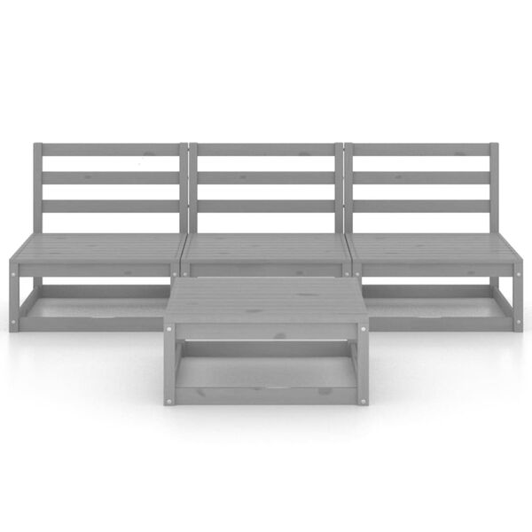 vidaXL Salon de jardin 4 pcs Gris Bois de pin massif