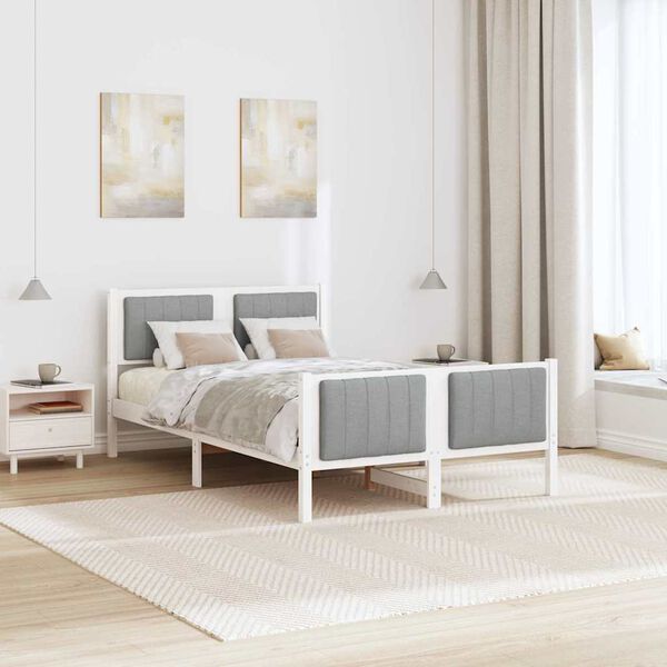 vidaXL Cadre de lit avec t&ecirc;te de lit Blanc et gris clair 120 x 190 cm