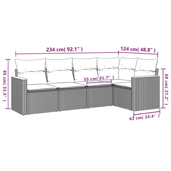 vidaXL Salon de jardin avec coussins 5 pcs beige r&eacute;sine tress&eacute;e