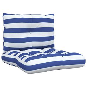 vidaXL Coussins de palette lot de 2 rayures bleues/blanches