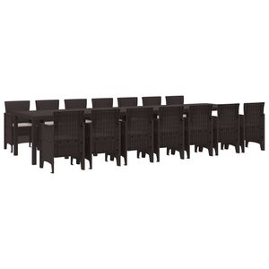vidaXL Ensemble de salle &agrave; manger de jardin avec coussins 15 pc Marron