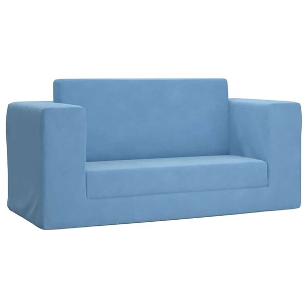 vidaXL Canap&eacute;-lit pour enfants 2 places bleu peluche douce