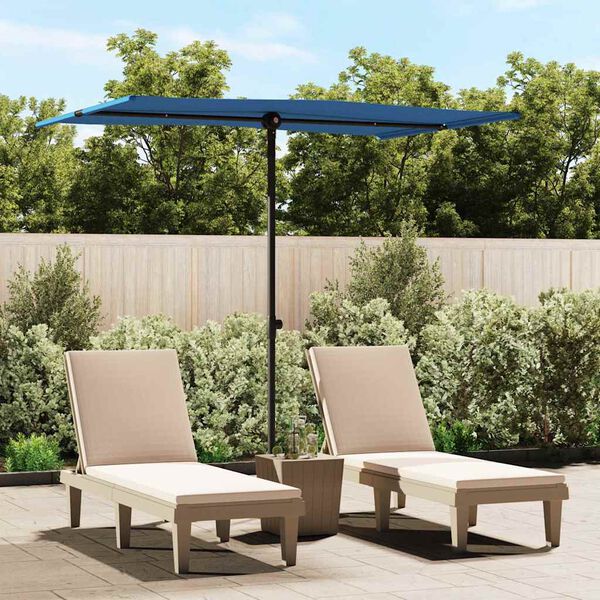 vidaXL Parasol de jardin avec m&acirc;t en aluminium 2x1,5 m Bleu azur&eacute;
