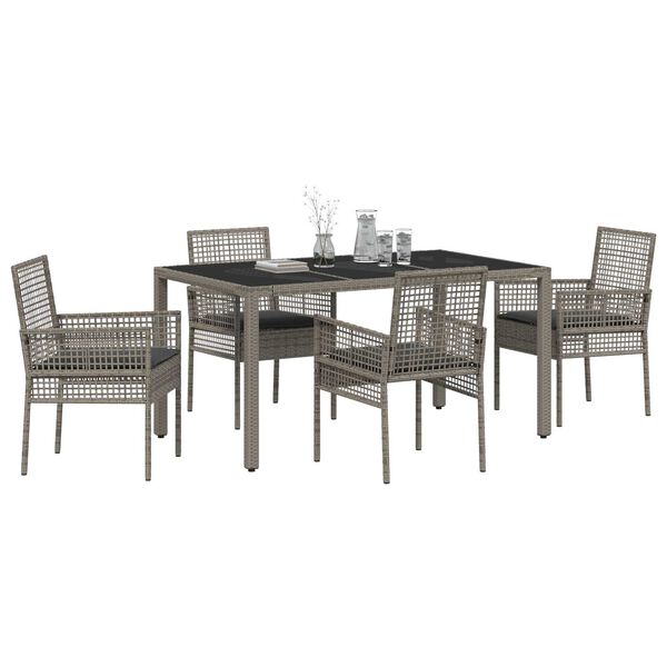 vidaXL Ensemble de salle &agrave; manger pour jardin 5 pcs Gris polyrotin