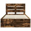 vidaXL Cadre de lit Ch&ecirc;ne fum&eacute; 135 x 190 cm Bois de pin massif