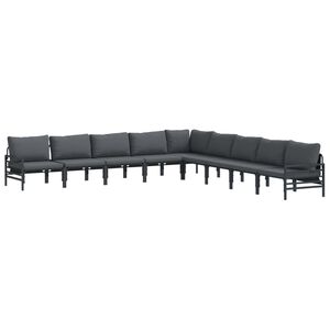 vidaXL Ensemble de canap&eacute; de jardin 9 pc Noir Acier