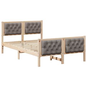 vidaXL Cadre de lit avec t&ecirc;te de lit Taupe 120 x 200 cm Pin massif