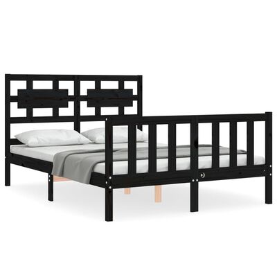 vidaXL Cadre de lit sans matelas noir 140x190 cm bois de pin massif