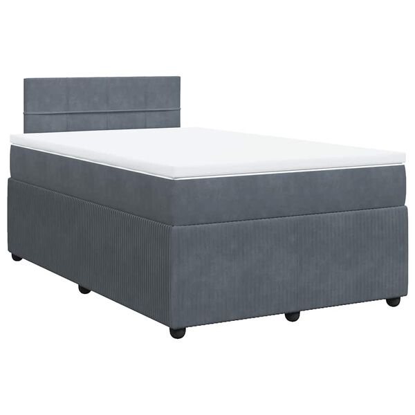 vidaXL Sommier &agrave; lattes de lit et matelas Gris fonc&eacute; 120x200cm Velours