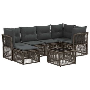 vidaXL Ensemble de canap&eacute; de jardin 7 pc Gris polyrotin