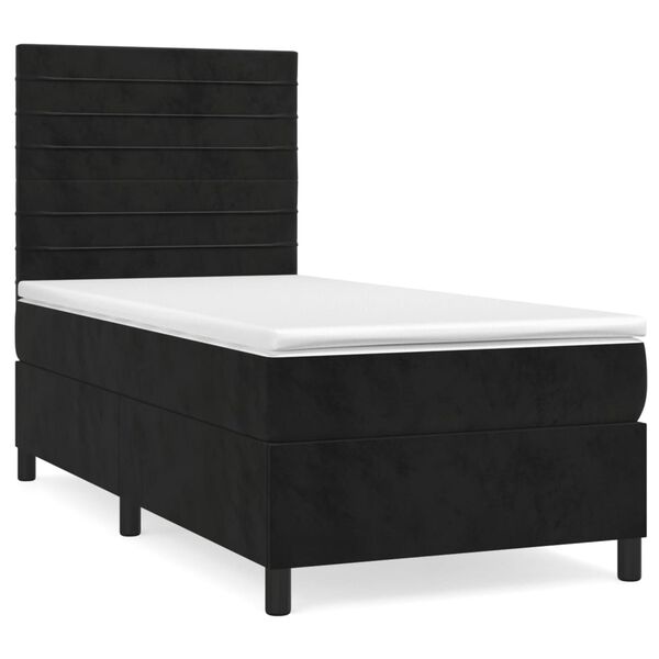 vidaXL Sommier &agrave; lattes de lit et matelas Noir 80x200 cm Velours