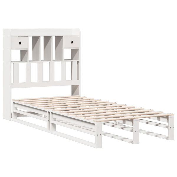 vidaXL Lit biblioth&egrave;que sans matelas blanc 75x190cm bois de pin massif