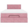 vidaXL Cadre de lit ottoman avec matelas rose 120x200 cm velours