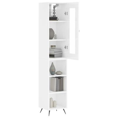 vidaXL Buffet haut Blanc brillant 34,5x34x180 cm Bois d'ingénierie