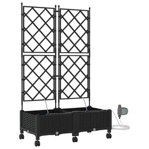 vidaXL Porte-plante de jardin avec irrigation et roues 2 pc Noir PP