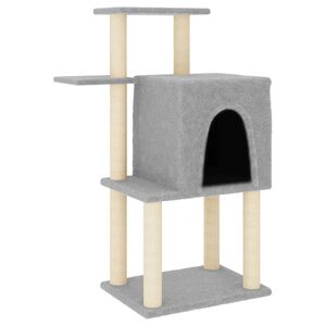 vidaXL Arbre &agrave; chat avec griffoirs en sisal gris clair 97 cm