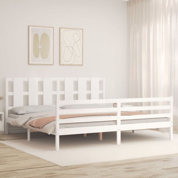 vidaXL Cadre de lit sans matelas blanc bois massif