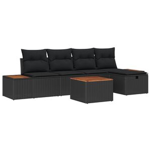 vidaXL Ensemble de canap&eacute; de jardin 6 pc Noir polyrotin