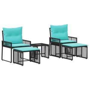 vidaXL Ensemble de meubles d'ext&eacute;rieur 11 pc Noir et turquoise