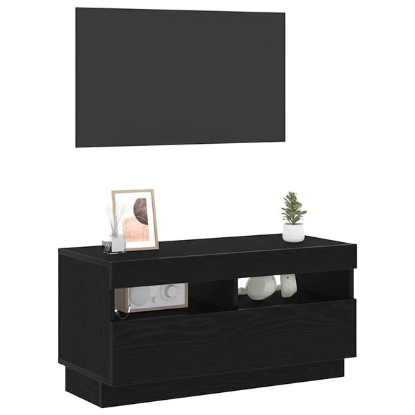vidaXL Meuble TV Ch&ecirc;ne noir 80 x 35 x 40 cm Bois d'ing&eacute;nierie