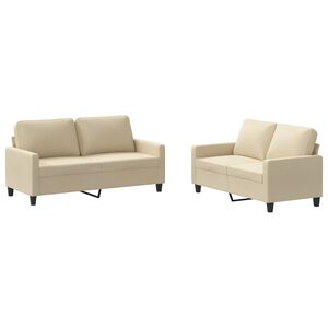 vidaXL Ensemble de canap&eacute;s 2 pcs avec coussins Cr&egrave;me Tissu