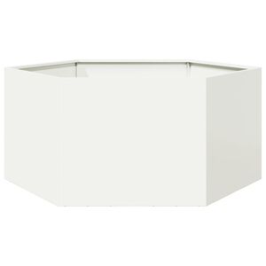 vidaXL Jardini&egrave;re blanc hexagone 104x90x45 cm acier