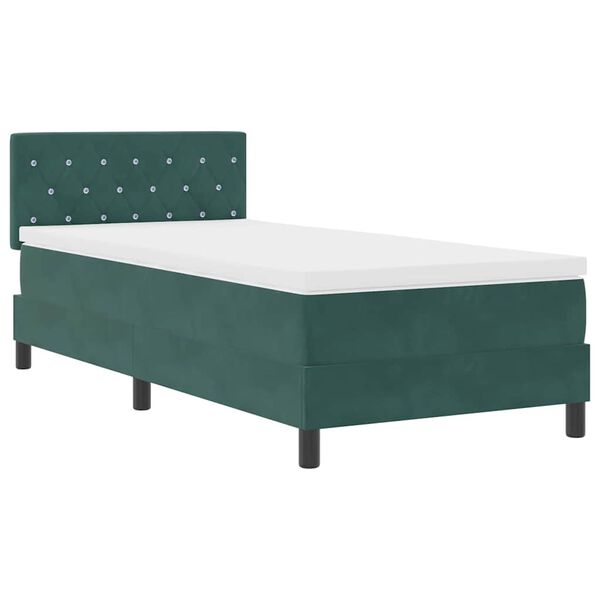 vidaXL Lit &agrave; ressort LED avec matelas Vert fonc&eacute; 100 x 200 cm Velours