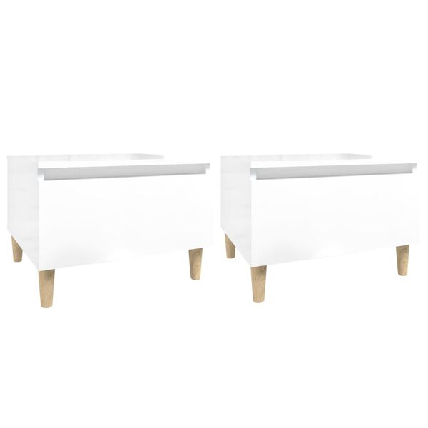 vidaXL Tables d'appoint 2pcs Blanc brillant 50x46x35cm Bois ing&eacute;nierie