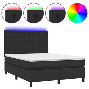 vidaXL Sommier &agrave; lattes de lit avec matelas et LED Noir 140x200 cm