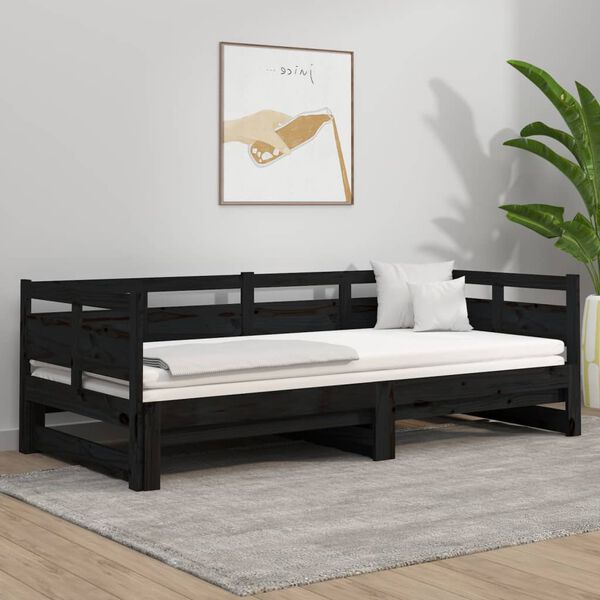 vidaXL Lit coulissant sans matelas noir 2x(80x200)cm