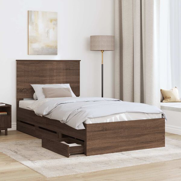 vidaXL Cadre de lit Ch&ecirc;ne brun 100 x 200 cm Bois Ing&eacute;nierie