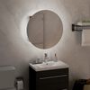 vidaXL Armoire de salle de bain miroir rond et LED Chêne 40x40x17,5 cm