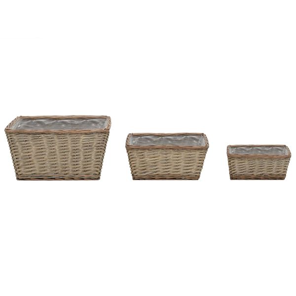vidaXL Lits sur&eacute;lev&eacute;s 3 pcs Osier avec doublure en PE