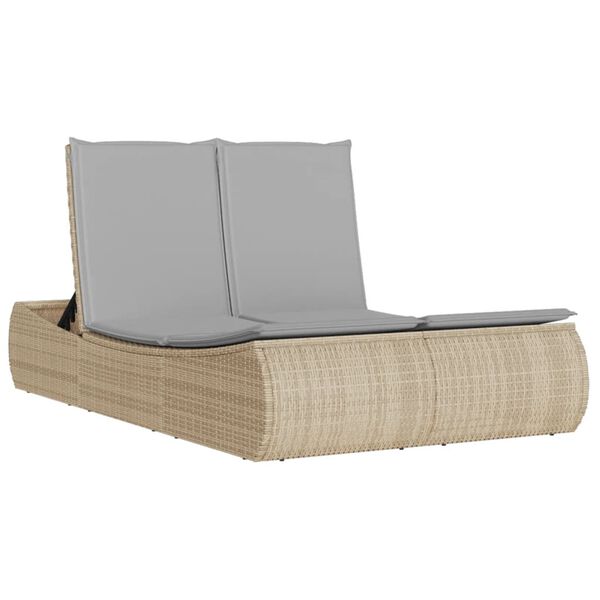 vidaXL Chaise longue double avec coussins beige r&eacute;sine tress&eacute;e