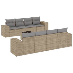 vidaXL Salon de jardin avec coussins 9 pcs beige r&eacute;sine tress&eacute;e
