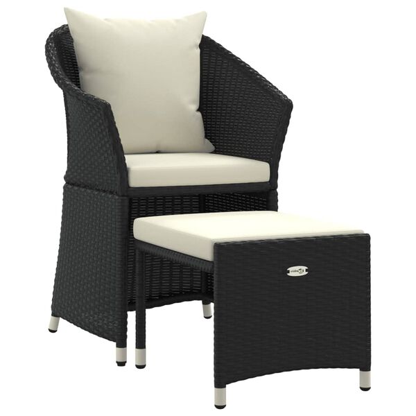 vidaXL Salon de jardin 2 pcs avec coussins Noir R&eacute;sine tress&eacute;e