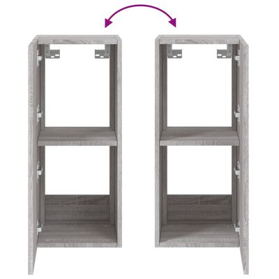 vidaXL Meubles TV muraux et lumières LED 2pcs sonoma gris 30,5x35x70cm