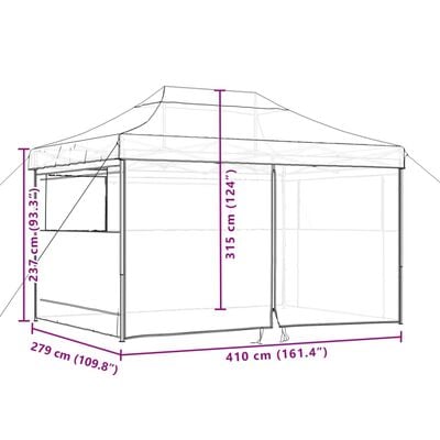 vidaXL Tente de réception pliable escamotable avec 4 parois latérales