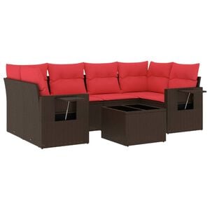 vidaXL Ensemble de canap&eacute; de jardin 7 pcs avec coussins marron r&eacute;sine tress&eacute;e