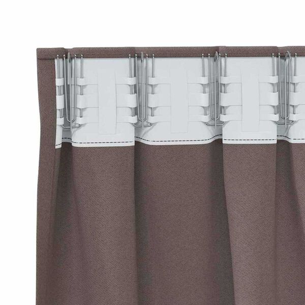 vidaXL Rideaux occultants avec anneaux 2 pcs Marron fonc&eacute; 175 x 140 cm