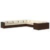 vidaXL Salon de jardin 10 pcs avec coussins R&eacute;sine tress&eacute;e Marron